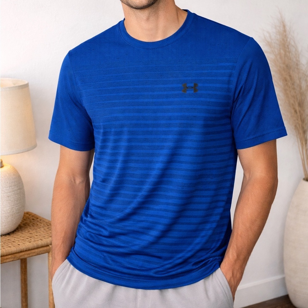 Under Armour Men's Striped Royal Blue Tee